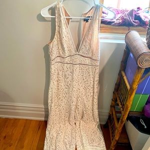 Worn once Lulu’s white lace jumpsuit wedding